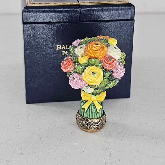 Halcyon  Days Porcelain Flower Rose Bouquet Desk Seal Miniature Figurine 1994 - Picture 3 of 8